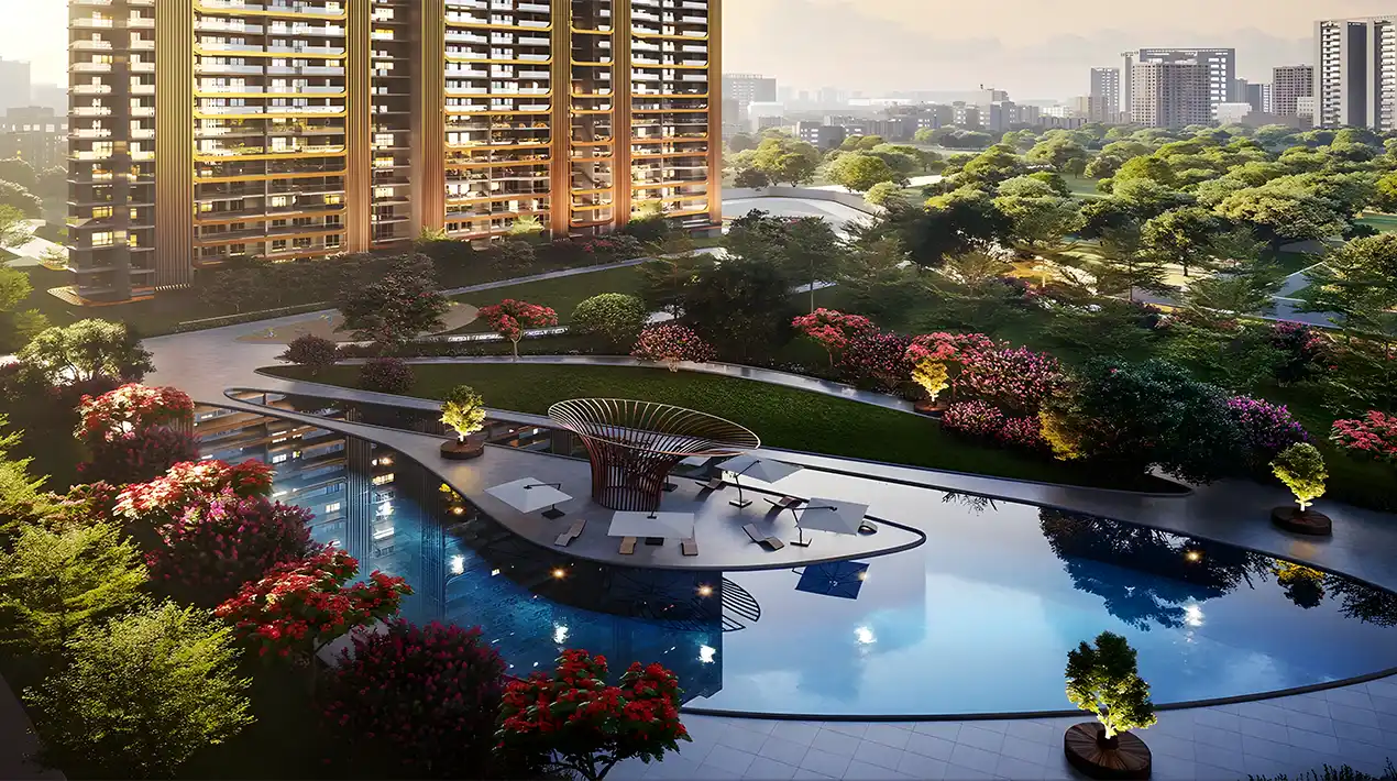 Project Layout Visualization - 3D rendering showing building structure and layout